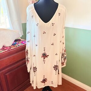 Free People Cream Floral Long Sleeve Dress